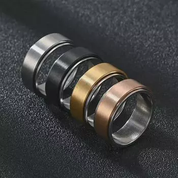 Кольцо-спиннер из титановой стали с бриллиантами 8 мм для снятия стресса Size 8 чёрный