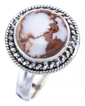 Кольцо StarGems® из натурального дерева пенут с яшмой ручной работы из стерлингового серебра 925 пробы 8,75 F2053