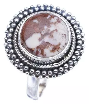 Кольцо StarGems® из натурального дерева пенут с яшмой ручной работы из стерлингового серебра 925 пробы 10 F1985