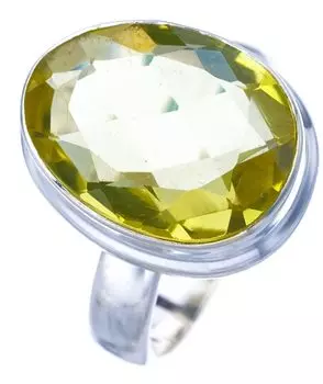 Кольцо StarGems® из стерлингового серебра 925 пробы ручной работы с натуральным зеленым аметистом 7,25 F0318