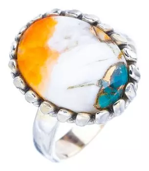 Кольцо StarGems® из стерлингового серебра 925 пробы ручной работы с натуральным медным халцедоном 8 F1693