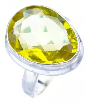 Кольцо StarGems® из стерлингового серебра 925 пробы с натуральным зеленым аметистом ручной работы 7 F0324