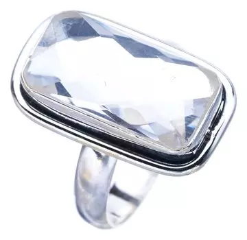 Кольцо StarGems® из стерлингового серебра 925 пробы ручной работы с натуральным белым топазом 7,5 F1377