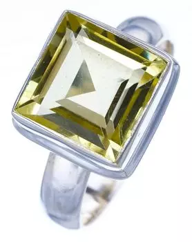 Кольцо StarGems® из стерлингового серебра 925 пробы с натуральным зеленым аметистом ручной работы 7,5 F0333