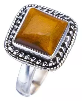 Кольцо StarGems® Natural Tiger Eye ручной работы из стерлингового серебра 925 пробы 8,25 F1885