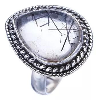 Кольцо StarGems® с натуральным рутилированным кварцем ручной работы из стерлингового серебра 925 пробы 7,75 пробы F2479