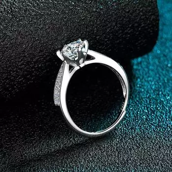 Кольцо Starlight Crown из стерлингового серебра S925, женское классическое кольцо из белого золота в один карат с шестью когтями, модное кольцо Opening adjustable