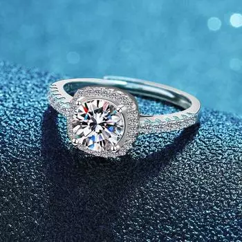 Кольцо-сумка из стерлингового серебра S925, классическое, с квадратной огранкой, для женщин, с набором бриллиантов, однорядное открытое кольцо Opening Adjustable