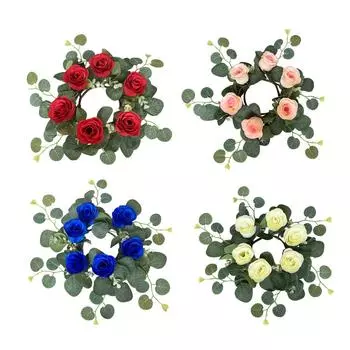 Кольцо-свеча венок из искусственной розы, кольцо-свеча, внешний диаметр 10 дюймов белый