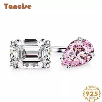 Кольцо Tancision из стерлингового серебра 8*11 с живым изображением S925, женское регулируемое кольцо с розовым бриллиантом INS, открытое на ветру розовый