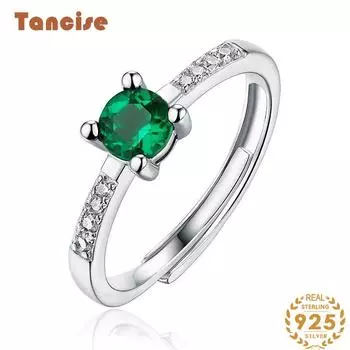Кольцо Tancision из стерлингового серебра 925 пробы Fashion Lab Emerald Retro зелёный