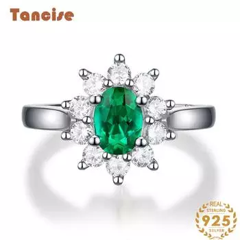 Кольцо Tancision из стерлингового серебра 925 пробы Fashion Lab Emerald Retro 925 Silver зелёный