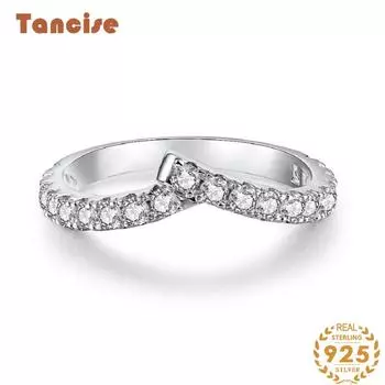 Кольцо Tancision из стерлингового серебра 925 пробы, женское асимметричное перекрестное кольцо с бриллиантами в стиле высокого класса, кольцо с наложением HW 5 серебряный