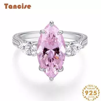 Кольцо Tancision из стерлингового серебра 925 пробы, 8*16, женское 7-каратное кольцо с полным бриллиантом, комплект «Horse Eye Hero», женское кольцо 5 розовый