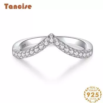 Кольцо Tancision S925 из стерлингового серебра, женское кольцо из белого золота, кольцо ins, вспомогательное кольцо V-образной линии, наборное кольцо, кольцо не выцветает 5 серебряный