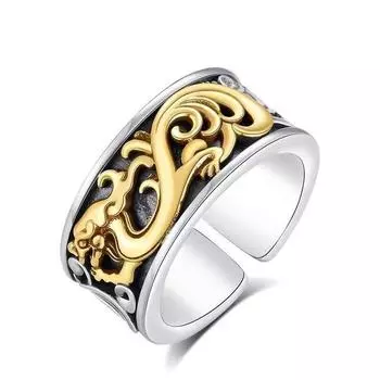 Кольцо Tangcao с драконом в стиле ретро, мужские кольца властного года дракона Nian Nian Piano - регулируемое креативное кольцо