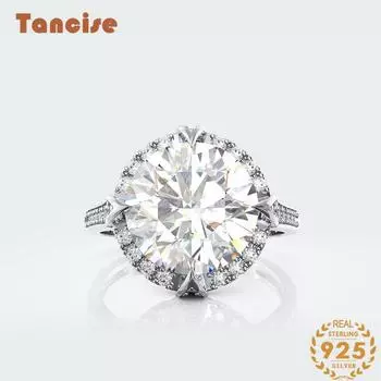 Кольцо Tansized S925 Silver 10*10 с синим танзанитом, женское роскошное кольцо с цирконом 5 белый