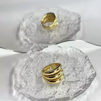 Кольцо Temperament Multi-Layer Ring 18K Copper Gold Водонепроницаемое Сохраняющее Цвет Открытое Кольцо Женский Стиль золотой