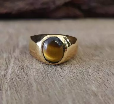 Кольцо «Тигровый глаз», кольцо с печаткой для мужчин и женщин, драгоценный камень 7x8 мм, серебро 925 пробы, ювелирные изделия ручной работы, подарок партнеру 5 медный