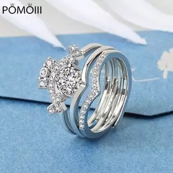 Кольцо «три в одном» для женщин с короной, можно разделить и объединить, отверстия из белого циркония, регулируемые, гальванизированные, модные ювелирные изделия Resizable платиновый