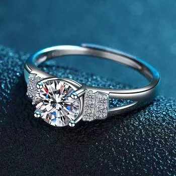Кольцо True Love из серебра 925 пробы, простое, трендовое, 1 каратное, открытое кольцо с четырьмя когтями, модное, двухрукое, парное, с бриллиантами opening adjustable