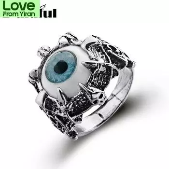 Кольцо унисекс для женщин и мужчин в стиле панк-глаз, коготь, байкер, готика, размер 8, 9, 10, 11 J026 10 красный