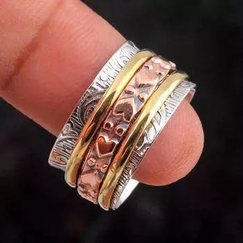 Кольцо унисекс, кольцо в виде сердца, массивные украшения, кольцо для беспокойства, серебряный спиннер, успокаивающее кольцо 4 серебряный