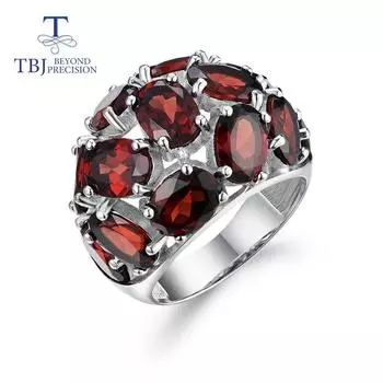 Кольцо унисекс с натуральным драгоценным камнем гранатом, стерлинговое серебро 925 пробы, креативные изысканные ювелирные изделия, подходят для хороших подарков на день рождения us ring size 7# красный