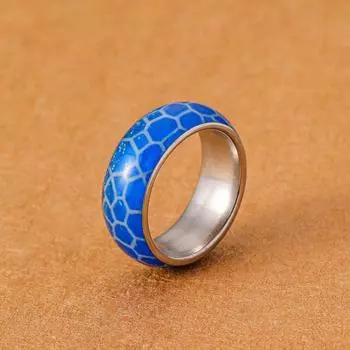 Кольцо унисекс, светящееся черепаховое панцирь, флуоресцентное светящееся в темноте винтажное кольцо из нержавеющей стали US 6 синий