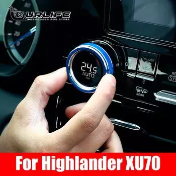 Кольцо управления климат-контролем AC, накладка на ручку для Toyota Highlander XU70 2022 2023, аксессуары, алюминиевый декор для автомобиля чёрный