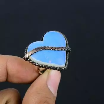 Кольцо ювелирных изделий Милкы опал драгоценной камня обернутое медной проволокой Хандмаде для свадебного подарка 4 синий