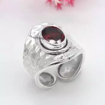 Кольцо ювелирных изделий стерлингового серебра 925 пробы кольца красного граната твердое Хандмаде для рождественского подарка 6 серебряный