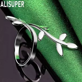 Кольцо в форме листа из стерлингового серебра 925 пробы, регулируемое, модное, изящное, свадебное украшение 5#-10#