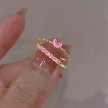 Кольцо в форме сердца из циркония, легкое роскошное кольцо, кольцо Ins Style с инкрустацией в виде персикового сердца
