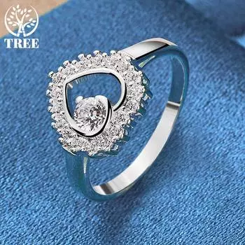 Кольцо в форме сердца из стерлингового серебра 925 пробы с цирконием AAA, модные свадебные украшения 7#