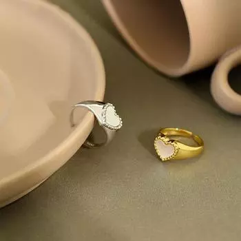 Кольцо в форме сердца из стерлингового серебра 925 пробы для женщин, модное ювелирное украшение для вечеринки, свадьбы, кольцо на палец, подарок S-R952 Resizable золотой