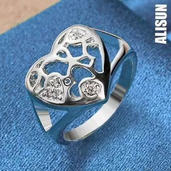 Кольцо в форме сердца из стерлингового серебра 925 пробы с цирконием AAA, модные ювелирные изделия, свадебные украшения 7#