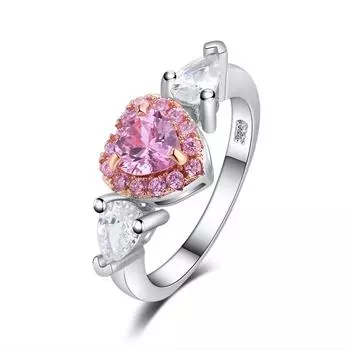 Кольцо в форме сердца розовое обручальное для женщин с микро-инкрустацией, имитация кольца, ювелирное изделие, обручальное кольцо для любви, подарок 7