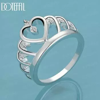 Кольцо в форме сердца с короной из стерлингового серебра 925 пробы и цирконием AAA 7#