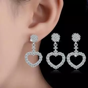 Кольцо в форме сердца с выемкой, простые милые серьги, женская мода, украшения для вечеринок, сверкающие аксессуары, повседневная одежда, подарок для подруг