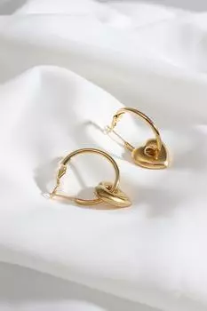 Кольцо в форме сердца, стальная серьга золотого цвета
