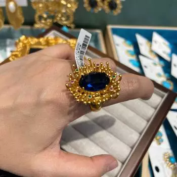 Кольцо в итальянском стиле Buchi с инкрустацией из красного корунда, ретро, легкое, роскошное, с красным бриллиантом, фейерверк, кольцо-бутон, женское, модное