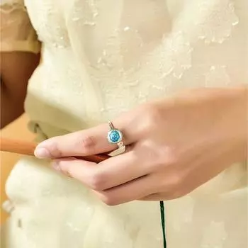 Кольцо в китайском стиле с цветочным узором «Лотос удачи», вращающееся кольцо на палец, буддийское тибетское молитвенное колесо C