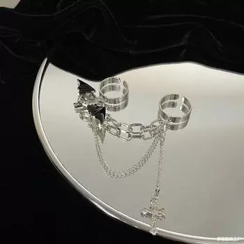 Кольцо в корейском стиле с крыльями летучей мыши, геометрический крест, стразы, пряжка на палец, друг Evil Cross Ring