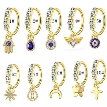 Кольцо в носу с крыльями, острые, острые и изысканные инкрустированные Хаоши, носовые ногти, регулирующие серьги, подвеска с каплей воды