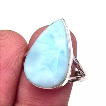 Кольцо в подарок из чистого серебра 925 пробы с ларимаром Natural Republic S.9 U6c58
