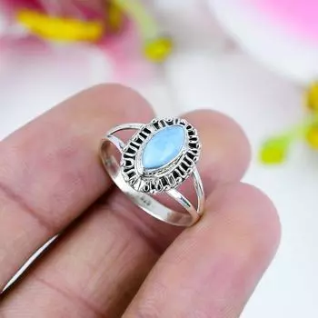 Кольцо в подарок из чистого серебра 925 пробы с ларимаром Natural Republic S.8 B1s14