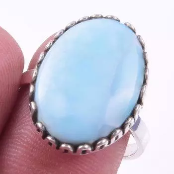 Кольцо в подарок из стерлингового серебра 925 пробы с драгоценным камнем из натурального ларимара Natural Republic S.8 U7r10