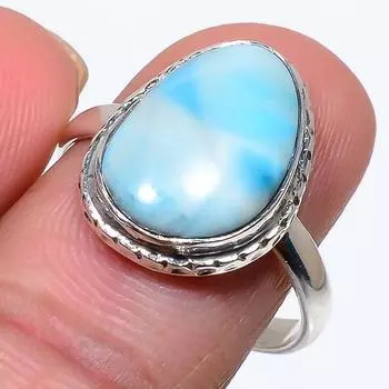 Кольцо в подарок из стерлингового серебра 925 пробы с драгоценным камнем из натурального ларимара Natural Republic S.10 D0s20
