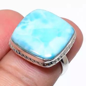 Кольцо в подарок из стерлингового серебра 925 пробы с драгоценным камнем Natural Republic Larimar S.6 p7u81